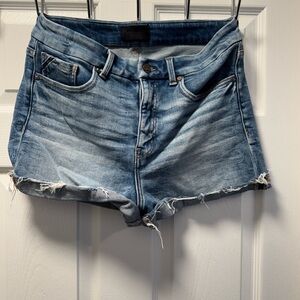 Buckle Distressed Blue Jean Shorts